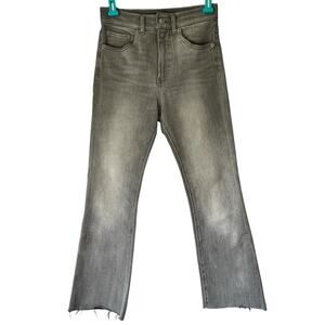 Express Gray High Rise 4 Way Hyper Stretch Cropped Flare Jean Size 0 Regular